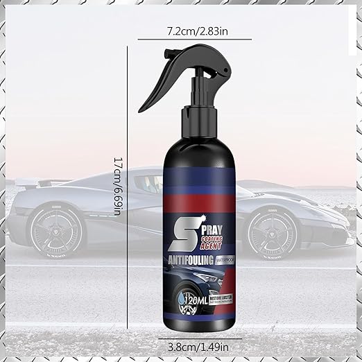3 in 1 Ceramic Car Coating Spray,Multi-Functional Coating Renewal Agent,High Protection Quick Car Coating Spray Fast-Acting,Plastic Parts Refurbish Agent,Waterless Car Wash,Nanotechnology (2PCS)