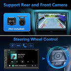 Double Din Car Stereo Wireless Apple CarPlay Android Auto,7 in Android Car Radio Head Unit with QLED Touchscreen, Bluetooth,WiFi, GPS Navigation, FM/USB/SWC/AUX/Subwoofer