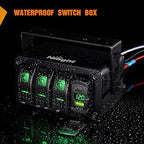 Nilight 3 Gang Rocker Switch Box 12V SPST ON Off Toggle Switches PD Type C and QC USB Charger Voltmeter LED Light Waterproof Aluminum Mount Bracket Panel DIY Stickers for Boat Car RV Truck