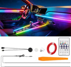 Interior Car LED Strip Lights Acrylic Fiber Optic Strip LED Lights with APP&Remote Control Dynamic Chasing Music Sync Neon Ambient Lighting Kits for Cars,SUVs,Trucks(55.12inch*2)