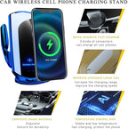 Ohleats Wireless Car Charger Mount, 15W Automotive Electric Wireless Charger Holder, Car Air Vent Mount Bracket Fast Charging for Most Smartphone, Universal Car Accessories (Blue)