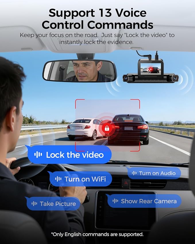 AZDOME 360° 4 Channel Dash Cam Front and Rear Inside, Built-in 128GB eMMC, 2K+1080P*3 Dashcam, Left Right, Voice Control, 5G WiFi Dash Camera for Cars with 4 Adjustable Lenses, IR Night Vision, M660