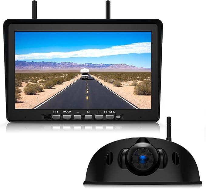ZEROXCLUB 10.1" RV Backup Camera Wireless System Plug and Play, Pre-Wired for Furrion RV Trailer Camper Motorhome, HD 1080P DVR Monitor with Rear View Camera, IR Night Vision IP69K Waterproof, BY5
