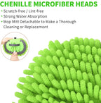 62'' Car Wash Brush with Long Handle Chenille Microfiber Car Wash Mop Mitt Kit Scratch-Free Car Cleaning Brush Care Kits with Replacement Head Supplies for Cars RV Truck Boat