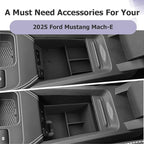 LUWU 2025 Mustang Mach E Center Console Organizer for 2025 Ford Mustang Mach E Select/Premium/GT Accessories Armrest Console Storage Box Glove Organizer Tray Silicone Material 2-Pack (Black)