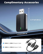 MoKo Wireless CarPlay Adapter for Apple iPhone, Mini Car Play Adapter for iOS 10+ & Cars with Apple CarPlay, Wired Car Play to Wireless, Fast Response Stable Control No Delay Not for Android,BlackGry