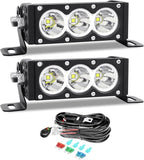 Willpower 2 Pieces 6 inch Single Row White LED Light Bar 30W Off Road Light Bar Spot Beam LED Work Light Truck UTV 4x4 Cars SUVs ATVs Boats Fog Driving Light with Wiring Harness kit