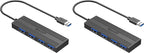 SmartQ 4-Port USB 3.0 Hub, High-Speed Data Hub, USB Port Expander for Laptop, PC, iMac, Surface Pro, XPS, Flash Drives, Mobile HDD, and More (Slim USB 3.0 Hub - 0.5 ft) (Pack of 2)