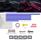 Acrylic Interior Car LED Strip Light with APP, RGB 6 in 1 with 175 inches 600 LEDs Fiber Optic Ambient Lighting Kits, 16 Million Colors Sound Active Function Car Neon LED Strip for Car