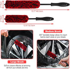 NIKCOSMK Wheel Brush, Wheel & Rim Cleaner Brush, Tire Brush, Wheel Cleaning Brush, Bendable & Durable Car Wheel Brush Set, Car Detailing Brushes, Wheel Brushes for Cleaning Wheels