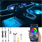 Car Atmosphere Light Kit 3m Fiber Optic RGB Multicolor Sound Active Music Sync Memory Function Bluetooth APP Control 64 Colors USB Car Interior Ambient Lighting Kit DC 12V