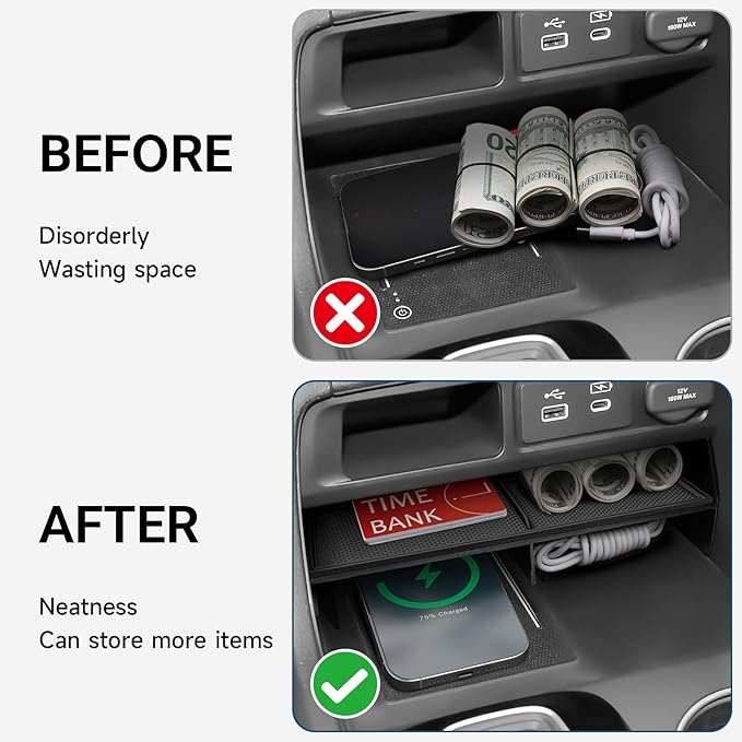 YOJOJOCO 4PCS Center Console Organizer Compatible with Honda 2023 2024 2025 2026 Pilot ＆ 2026 Passport Accessories Armrest Hidden Storage Box Secondary Compartment Organizer Insert Secondary Tray