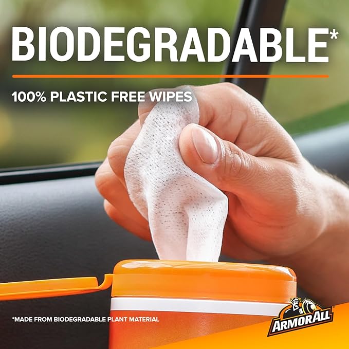 Armor All, 30 Matt Protectant Wipes, Citrus Scent, Suitable for Plastic and Vinyl, Restores your Surfaces Appearance and Keeps them Protected, Ideal For Car Detailing, Freshness Lock, Made in the UK