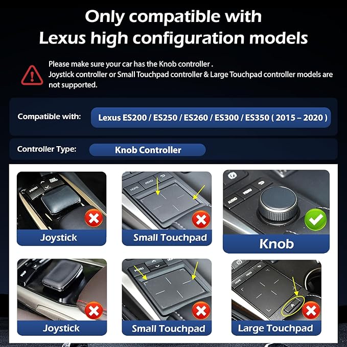 Wireless CarPlay Android Auto Decoder Retrofit Kits Compatible with Lexus ES200 ES250 ES260 ES300 ES350 for Knob Controller from 2015-2020, Supprot Navigation, Mirror Link, Back-up Camera