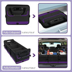 Trunk Organizer for Car, Sturdy Storage Organization with Non-Slip Bottom Strips, 95L Large Capacity Cargo Organizer for Suv, Truck, Sedan, Waterproof Portable Car Organizers for Women Men(Purple)