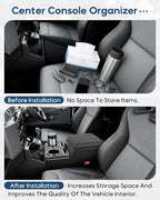 Upgraded Center Console, Truck Bench Front Seats Center Console Organizer and Storage, Cup & Phone Holder for Minivan, SUV, Middle Van