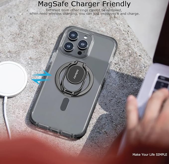 Doflyesky Magnetic Phone Ring Holder, Double Adjustable Phone Grip and Stand Compatible with MagSafe Ring Holder, Compatible with PopSockets MagSafe Ring Removable for iPhone & Android Phone, Purple