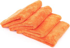 The Rag Company - Eagle Edgeless 500 (4-Pack) Professional Korean 70/30 Blend Super Plush Microfiber Detailing Towels, 500GSM, 16in x 16in, Orange