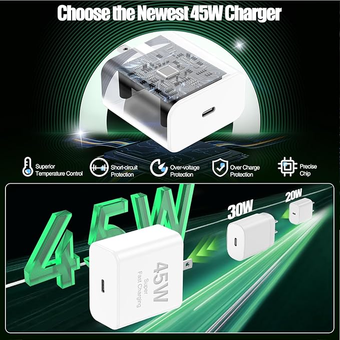 45W iPhone 17 16 Pro Max Charger Fast Charging,3Pack USB C Fast Charger Block with Long 10/10/6FT C to C Cable for Apple 17 Pro Max/16 Pro/15/iPad 13th,PD Quick Adapter 3.2 for iPhone 17-Yellow
