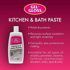 Gel-Gloss Home Kitchen & Bath Polish | Carnauba Cleaner Wax Formulation | Removes Water Spots, Light Scratches & Stains | Restores Color & Shine | Carnauba Wax Protective Coating, 16 oz.