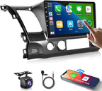 [5GHz-WiFi/Android 15] for Honda Civic 2006-2011 Wireless Carplay Android Car Stereo Support Wireless Android Auto with GPS Navigation AHD Backup Camera FM RDS Radio Receiver EQ SWC 2G+64G