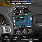 8 Core +64GB Car Radio for Jeep Compass Patriot 2010-2016,10.2 Inch QLED Touchscreen with Carplay&Android Auto,Support Bluetooth,Back-up Camera,FM Radio,SWC,GPS Navigation