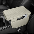 Stacool Upgraded Car Center Console Cover,Microfiber Leather Car Armrest Cover Cushion with 2 Storage Bags,Universal Car Armrest Storage Box (Light Beige)