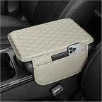 Stacool Upgraded Car Center Console Cover,Microfiber Leather Car Armrest Cover Cushion with 2 Storage Bags,Universal Car Armrest Storage Box (Light Beige)