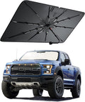 Windshield Sun Shade for Ford F150, Custom Fit 2015–2026, UPF 50+ UV Protection, Multi-Layer Heat Shield, 10-Rib Reinforced Frame, Easy Open Umbrella Design, Essential Premium Car Accessories