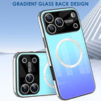 Guppy Compatible with iPhone 17 Pro Max Magnetic Case, with Full Camera Lens Protector [Compatible with MagSafe] Scratch Resistant Gradient Glass Back Cover Phone Case-Blue