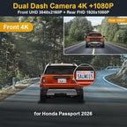 Fitcamx Front 4K+Rear 1080P Dash Cam for 2026 Honda Passport (HD2-D4100) RTL TrailSport Touring Blackout Elite, OEM Look, Dual HD Video, WiFi & APP, Loop Recording, G-Sensor, Easy to Use, 128GB Card