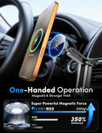 ELWEY for Magsafe Car Mount Charger Wireless, Upgraded 3 in 1 Cup Phone Holder with Dual Flexible Bases, 15W Fast Charging Phone Holder Magnetic, Powerful N55 Magnet, 15" Height, for iPhone 17 16 15