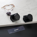 Interior Pismo Doorknobs for Bath & Bedroom, Black Door Knobs with Camelot Trim, Heavy Duty Door Knob with Lock