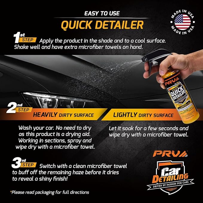 PRV AUDIO Ceramic Quick Detail Spray - Waterless Car Detailer | Clean, Shine, Protect Paint, Glass, Wheels, and Trim | Enhances Shine & Protection, 16 fl oz - Mint Scent