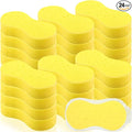 Vesici 24 Pack Car Wash Sponges Large Sponges Bulk Big All-Purpose Scrubber Thick Foam Car Cleaning Supplies for Washing Boat Kitchen Household with Single Vacuum Compressed Packing (Bright Yellow)