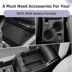 LUWU for 2025 2026 Subaru Forester Accessories Compatible with 2025 2026 Forester Wireless Charging Anti-Slip Mat - Center Console Cup Holder - Armrest Console Secondary Storage Box Insert Tray 3-Pack