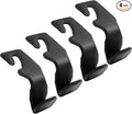 Car Headrest Hooks for Purses and Bags Vehicle Back Seat Headrest Hanger Matching Cars Interior Genuine Leather Storage Holder Hook, 4 Pack, Black