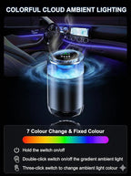 Smart Auto Car Diffuser, RGB Air Freshener, Rechargeable Aluminum Aromatherapy, Leak-Proof Replaceable Cartridge, Cologne & Ocean Scent for Car Office Bedroom