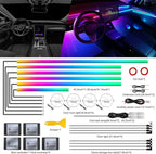 Dreamcolor Acrylic Interior Car LED Strip Light with Wireless APP, RGB 22 in 1 with 175 inches 600 LEDs Fiber Optic Ambient Lighting Kits, Dynamic Chasing Music Sync Neon LED Strip for Car Accessories