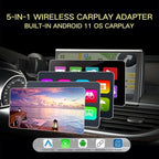 Wireless Carplay Adapter, 4 in 1 Wireless Android Auto Adapter Compatible with Netflix/YouTube Convert Wired to Wireless CarPlay Dongle for Cars, Plug & Play USB Carplay Adapter for iPhone iOS 10+