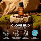 100% Pure Clove Essential Oil - 0.34 Fl Oz - Clove Oil for Hair, Skin, Diffuser, Aromatherapy & DIY Candle Making Scent