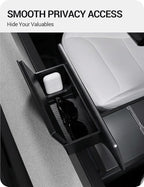 BASENOR Behind Screen Storage for Tesla Model Y Juniper 2025-2026 Model 3 Highland 2024-2026, Hidden Sunglasses Holder Tray with Privacy Protection, Dashboard Center Console Organizer Accessories