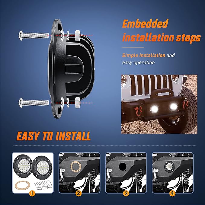 Nilight Flush Mount LED Light Pods 2PCS 5 Inch 36W Upgraded Spot Flood Combo Beam Round Driving Lights Fog Work Backup Bumper Lighting for Offroad 4x4 Truck SUV