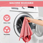 SIFANGKE Microfiber Cleaning Cloth, 12 Pack Pink Cleaning Rags for Housekeeping, Reusable Microfiber Towels for Car, Kitchen, Bathroom and Household Cleaning Supplies, 11.8"X11.8"
