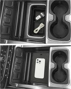 for 2PCS Center Console Organizer Tray TPE Materials Compatible with 2014-2018 Silverado/Sierra 1500& 2015-2019 Silverado&Sierra 2500HD/3500HD - Full Console w/Bucket Seats Only