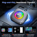 3-in-1 Wireless CarPlay/Android Auto Adapter Compatible with Netflix/YouTube/TikTok for iPhone & Android, Plug & Play Dongle for Car with Wired CarPlay, Smart AI Box with WiFi and Bluetooth 5.3
