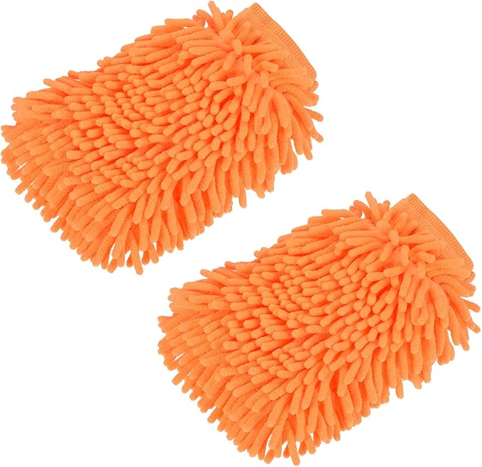 M METERXITY Microfiber Chenille Wash Mitt - Double Side Reusable Gloves for Cleaning Scratch-Free, Apply to Car Cleaning, Kitchen
