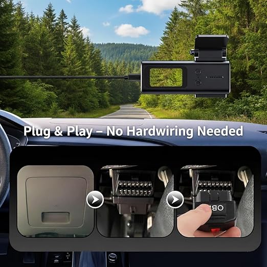OBD2 Power Cable for Dash Camera, Mini OBD Adapter with 24-Hour Parking Mode, Acc Mode, Low Voltage Protection, 11.48FT Cable for Dash Cams, GPS,DVR and More 2V-36V to 5V/3A Charger