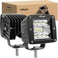 Nilight LED Pods 2Pcs 3 Inch 42W LED Cubes Spot Flood Combo Square Driving Fog Off Road Work Lights for Trucks Pickup Golf Cart SUV ATV UTV 4x4 Van Camper