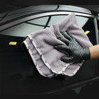 SPTA Microfiber Drying Towel, 2 PCs Car Wash Drying Towel, Waffle-Weave Highly Absorbent, Scratch Free,Big Cleaning Cloth Towel for Auto Detailing, 380GSM, 25.2 x 34.3 inch, Grey-MT033